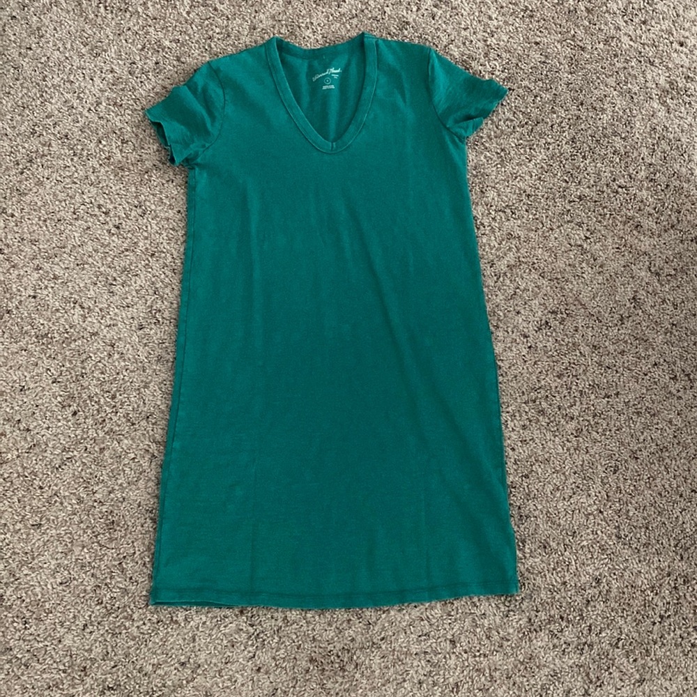 Green Universal Thread V Neck Cotton Dress Small